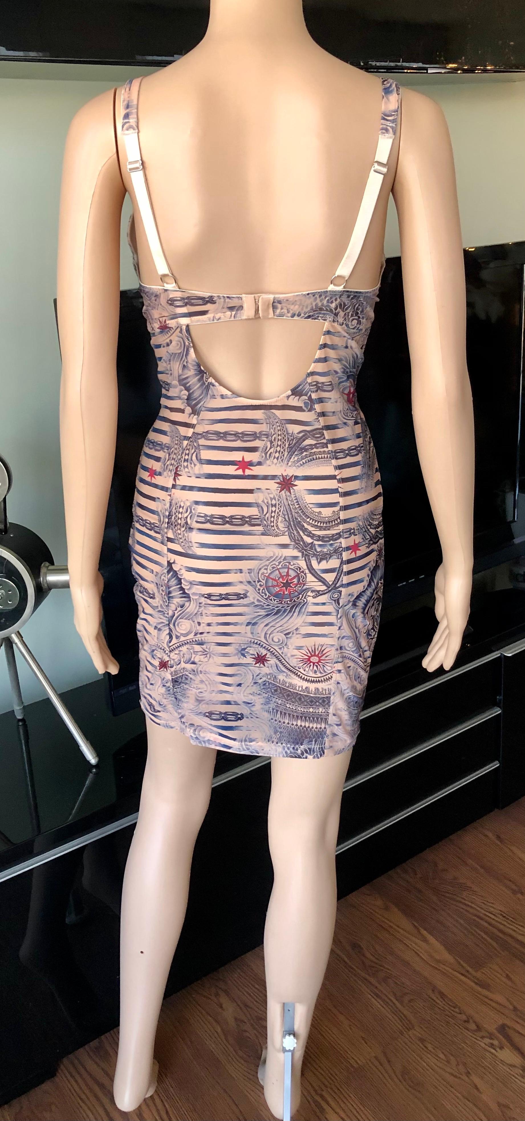 Jean Paul Gaultier Lindex 2014 Limited Edition Tattoo Print Bustier Bodycon Mesh Mini Dress Size 36C

Excellent Condition

