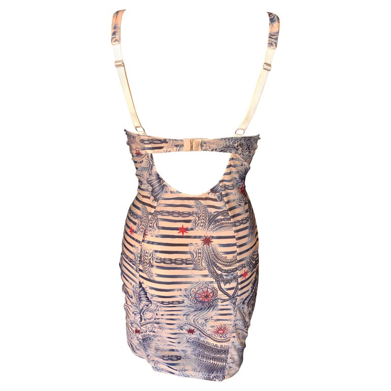 Jean Paul Gaultier Lindex 2014 Limited Edition Tattoo Bodycon Mesh Mini  Dress For Sale at 1stDibs