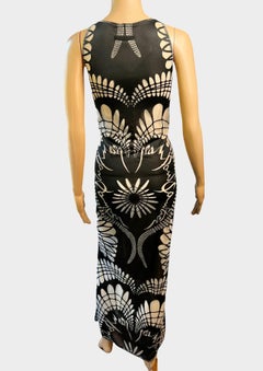 Jean Paul Gaultier S/S 2001 Logo Semi-Sheer Bodycon Mesh Maxi Dress