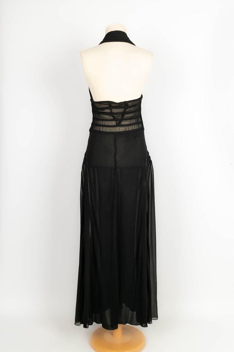 Jean Paul Gaultier Long Black Dress in Rayon In Excellent Condition For Sale In SAINT-OUEN-SUR-SEINE, FR