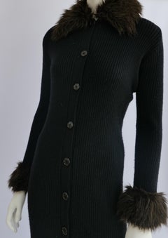 JEAN PAUL Gaultier Long Cardigan With Fur Trim Collar and Cuffs