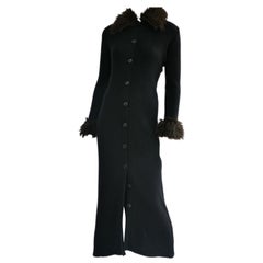 Vintage JEAN PAUL Gaultier Long Cardigan With Fur Trim Collar and Cuffs