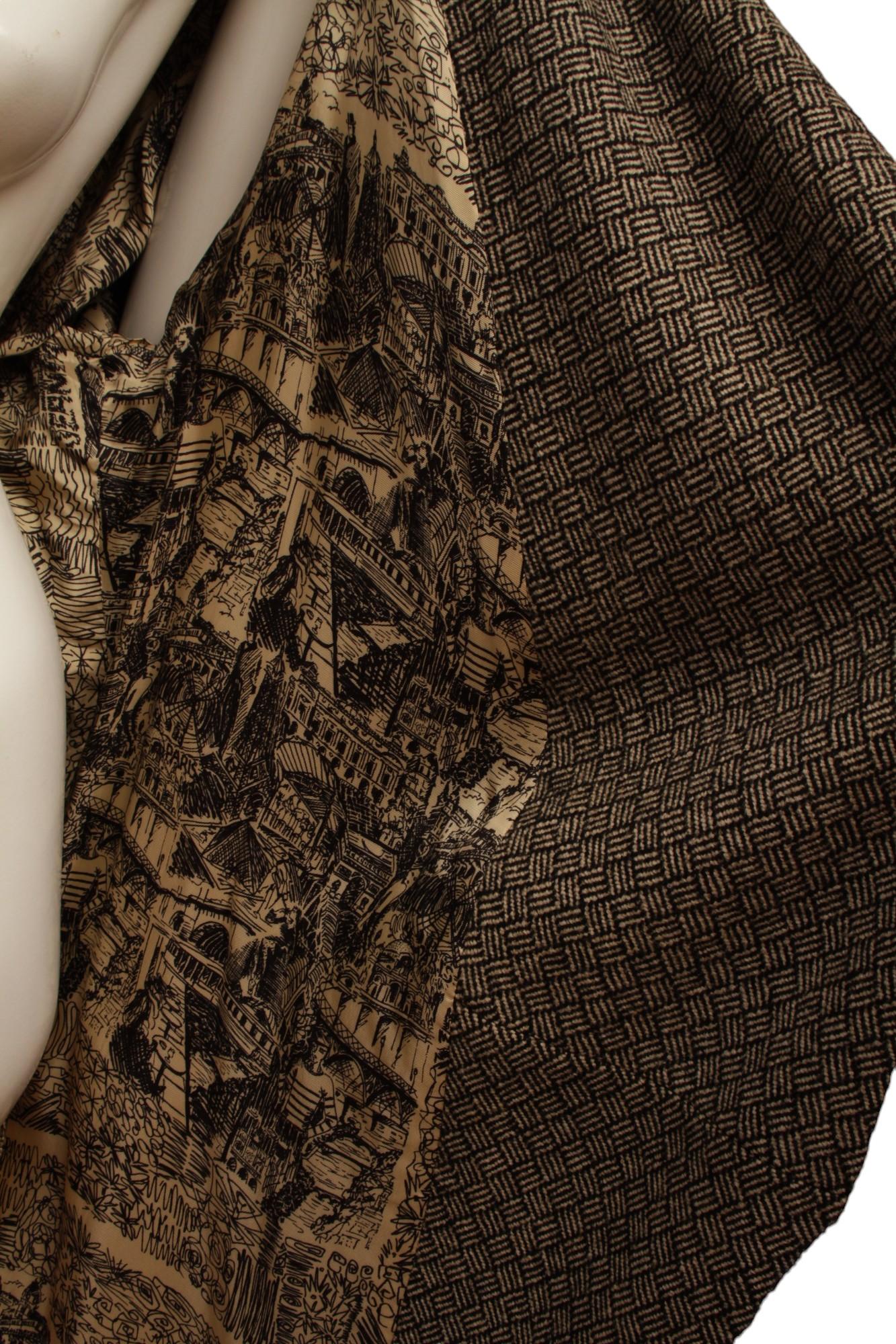 JEAN PAUL GAULTIER, long cross hatch black and white print, faux fur cuffs coat For Sale 8