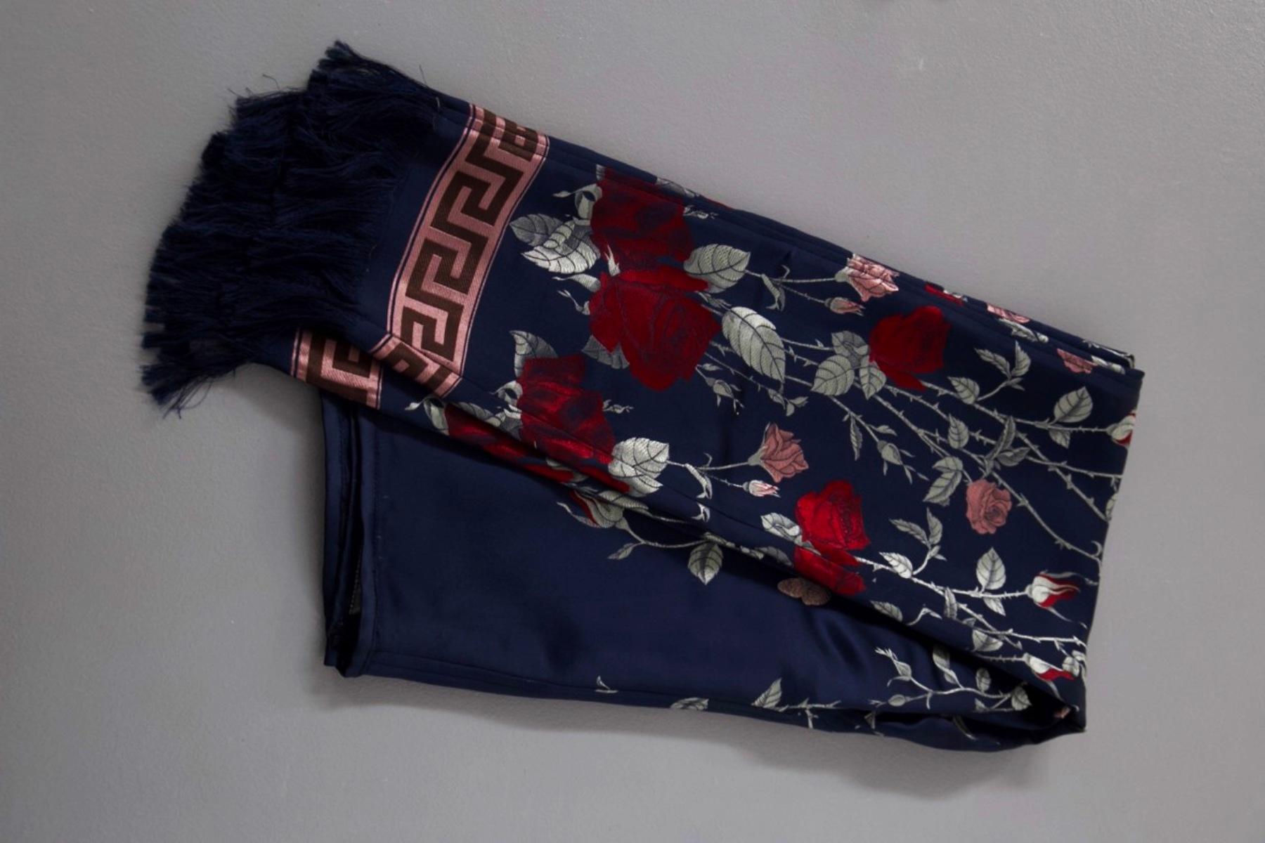 Jean Paul Gaultier Long Silk Satin Trousers w Roses 8