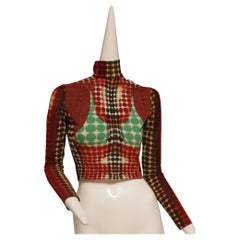 JEAN PAUL GAULTIER MAILLE 1995 Vintage Cyber Dot Top Turtle Neck manches longues