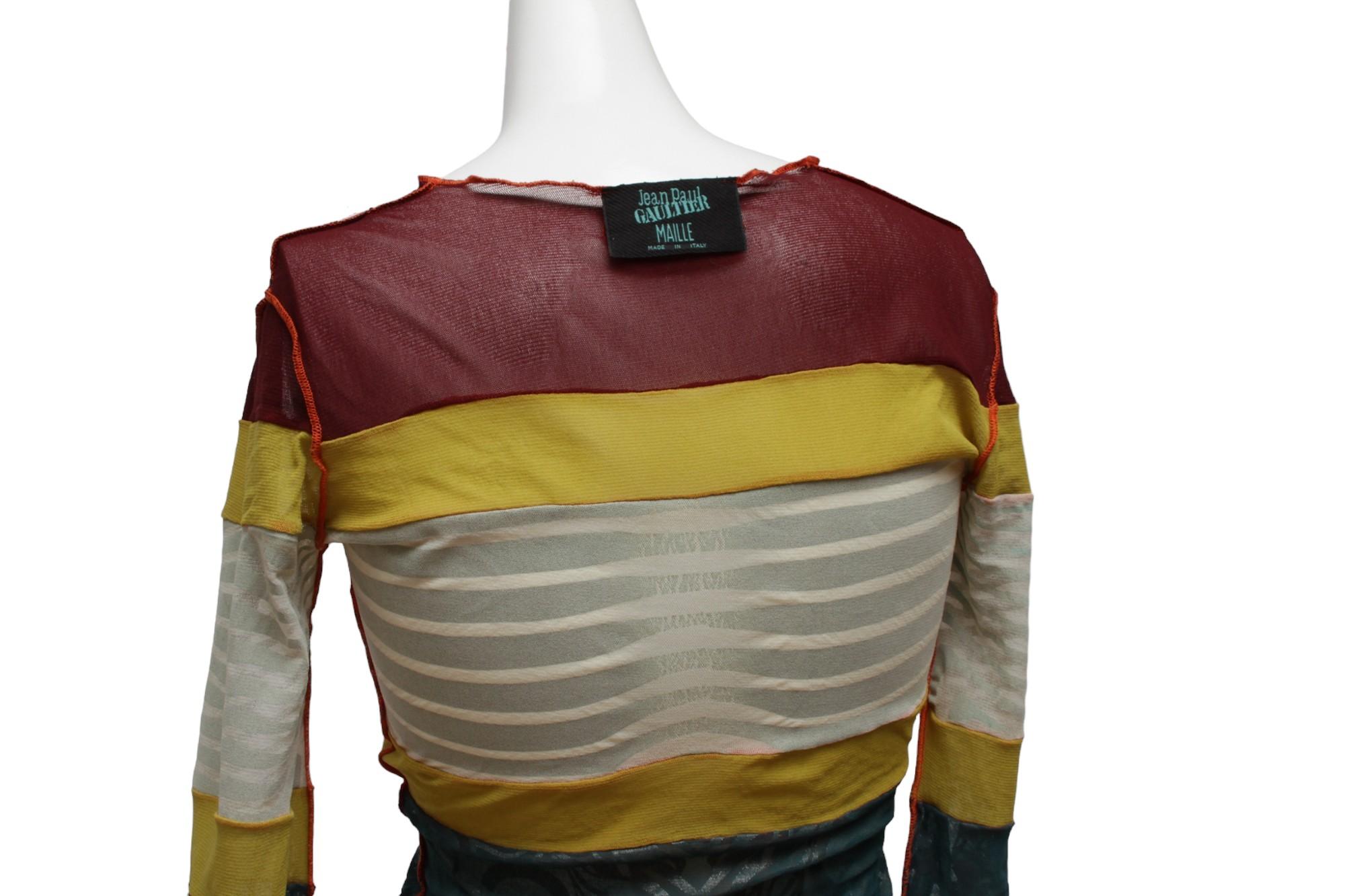 JEAN PAUL GAULTIER, Maille, 1996 CYBERBABA, long sleeve aboriginal print top In Good Condition For Sale In Kingston, NY