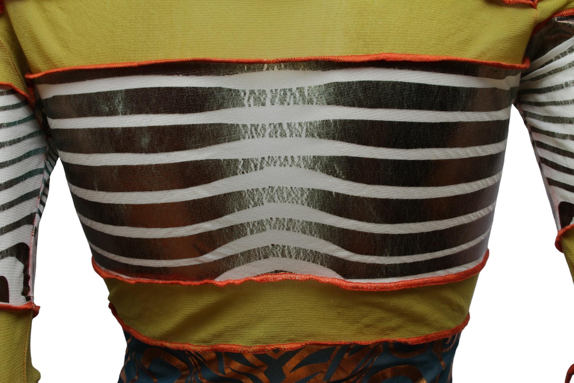 Women's JEAN PAUL GAULTIER, Maille, 1996 CYBERBABA, long sleeve aboriginal print top For Sale