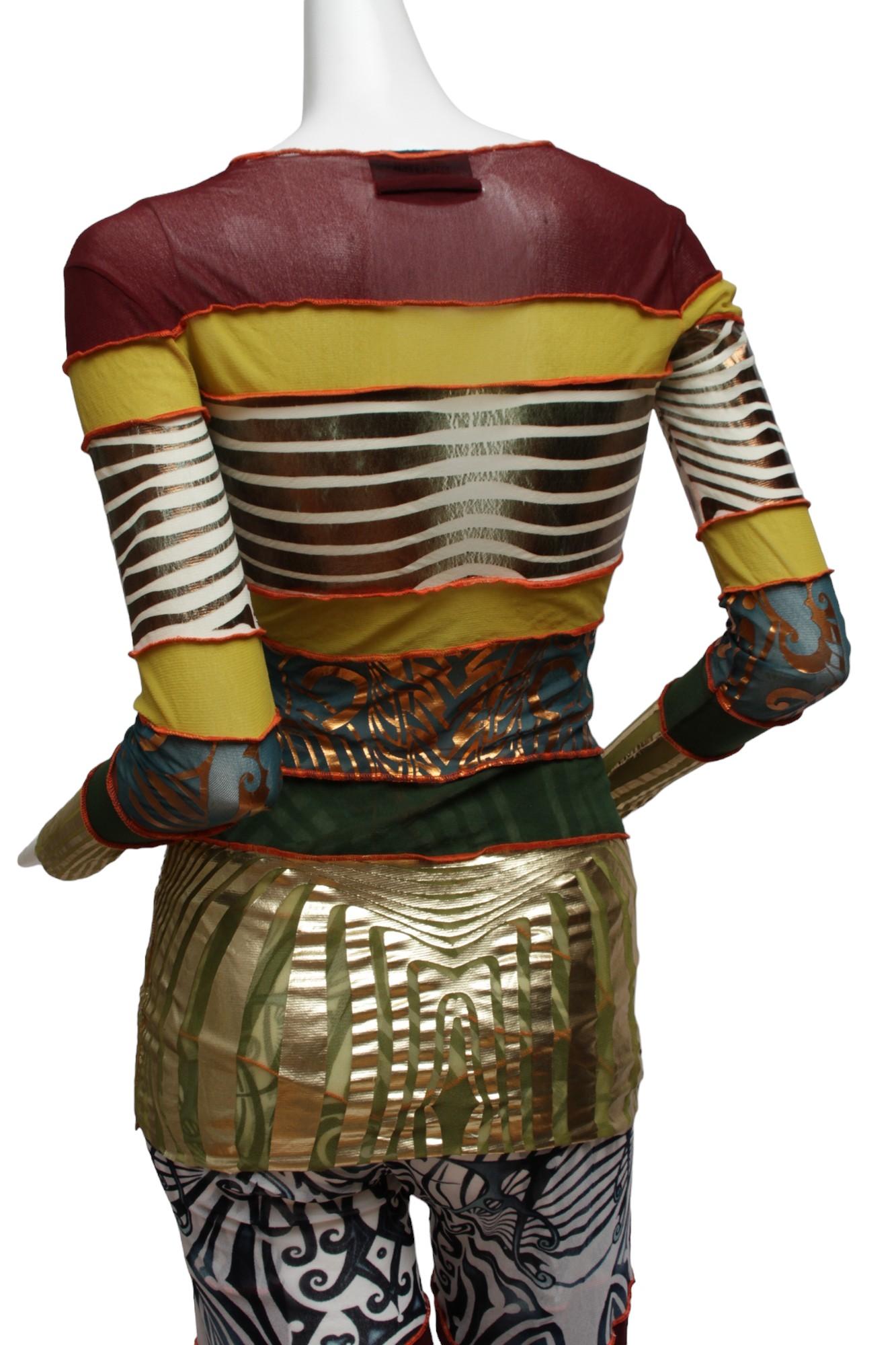 JEAN PAUL GAULTIER, Maille, 1996 CYBERBABA, long sleeve aboriginal print top For Sale 2