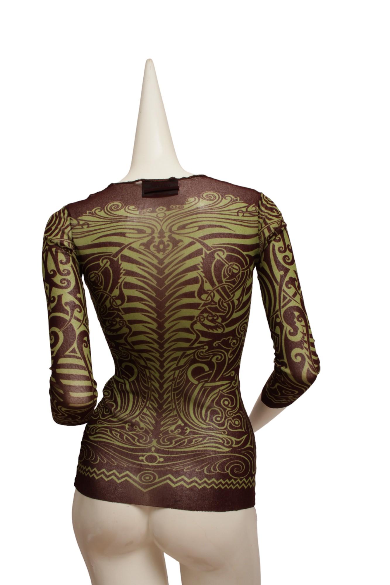 Jean Paul Gaultier Maille 1996 P/E Tattoo Maori Top e Gonna Reversibile in vendita 6