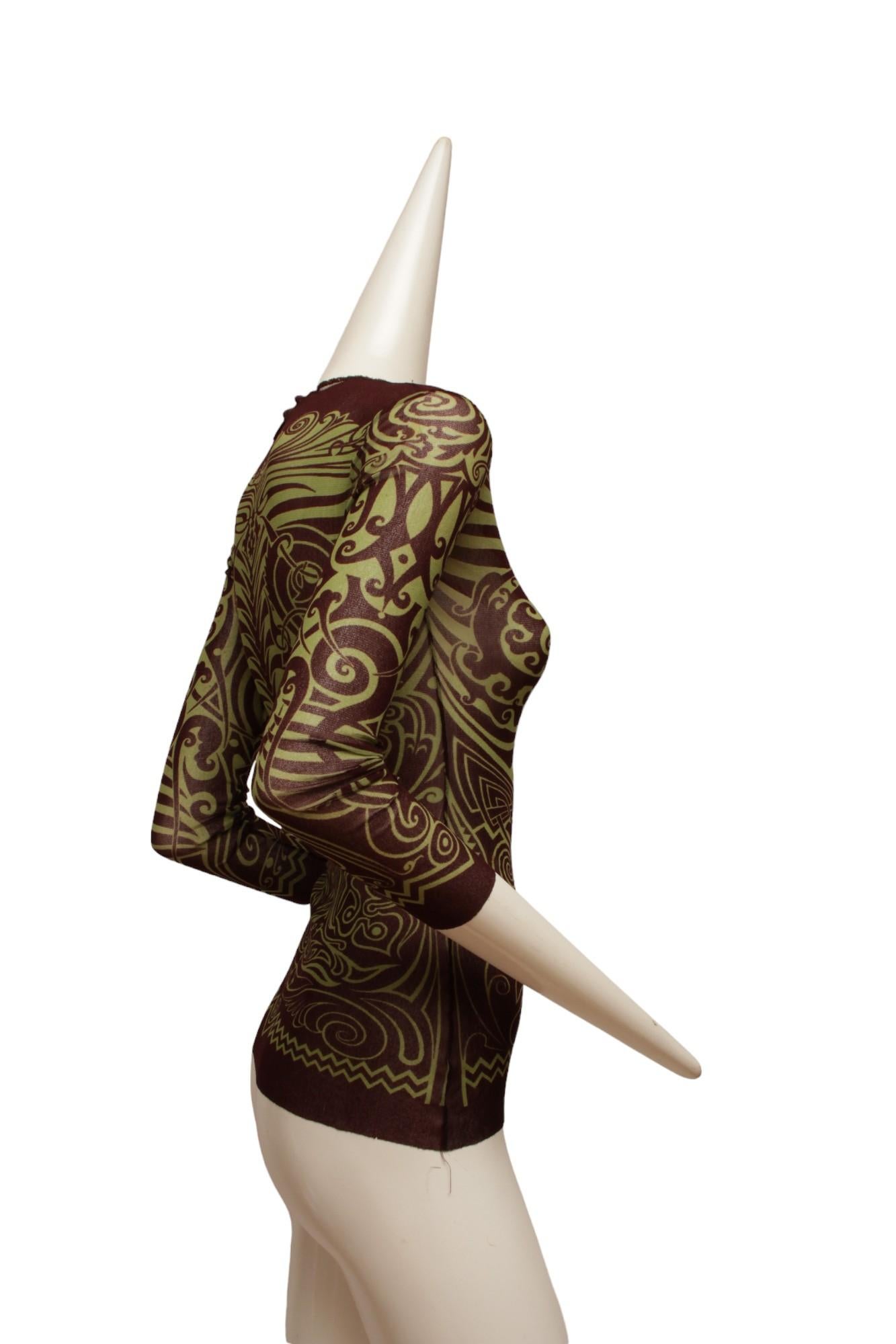 Jean Paul Gaultier Maille 1996 P/E Tattoo Maori Top e Gonna Reversibile in vendita 2