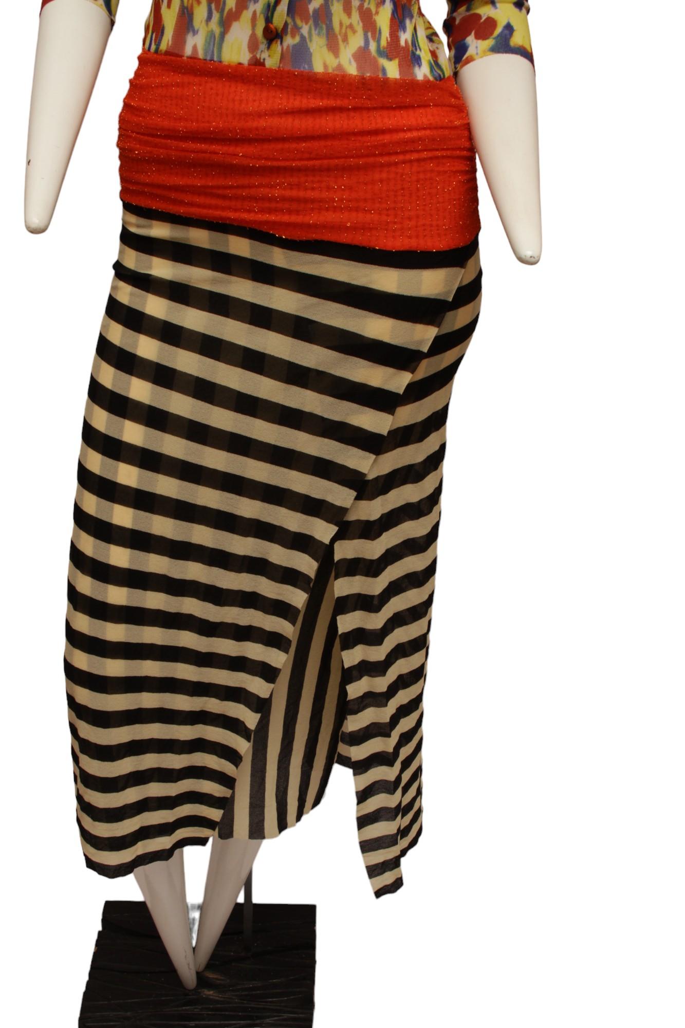 Brown JEAN PAUL GAULTIER, Maille, 1997 S/S, Optical illusion dress with v-neck For Sale