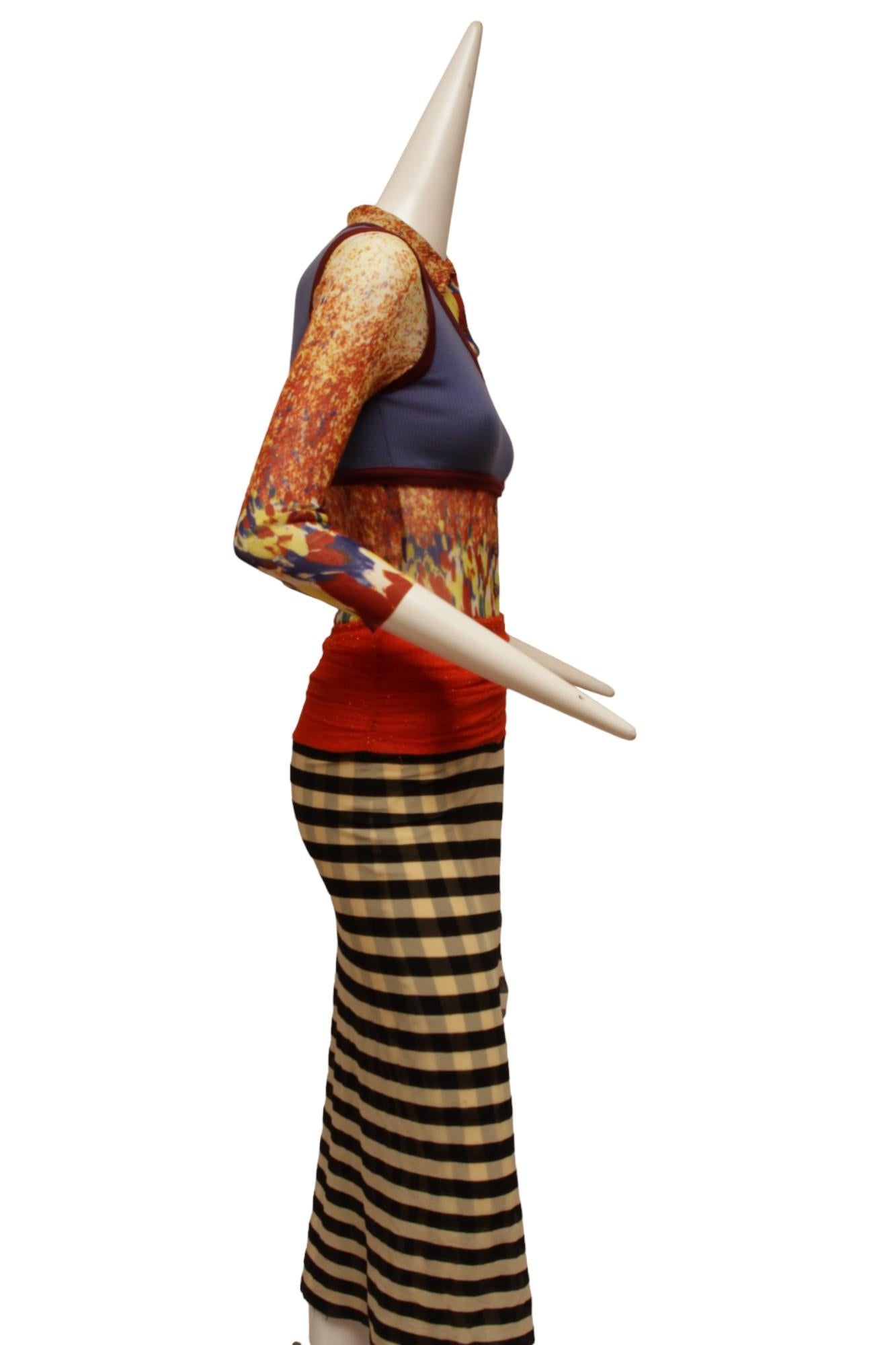 Women's JEAN PAUL GAULTIER, Maille, 1997 S/S, Optical illusion dress with v-neck For Sale