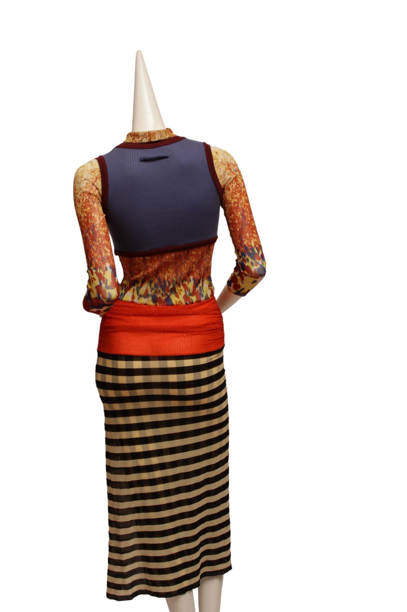 JEAN PAUL GAULTIER, Maille, 1997 S/S, Optical illusion dress with v-neck For Sale 1