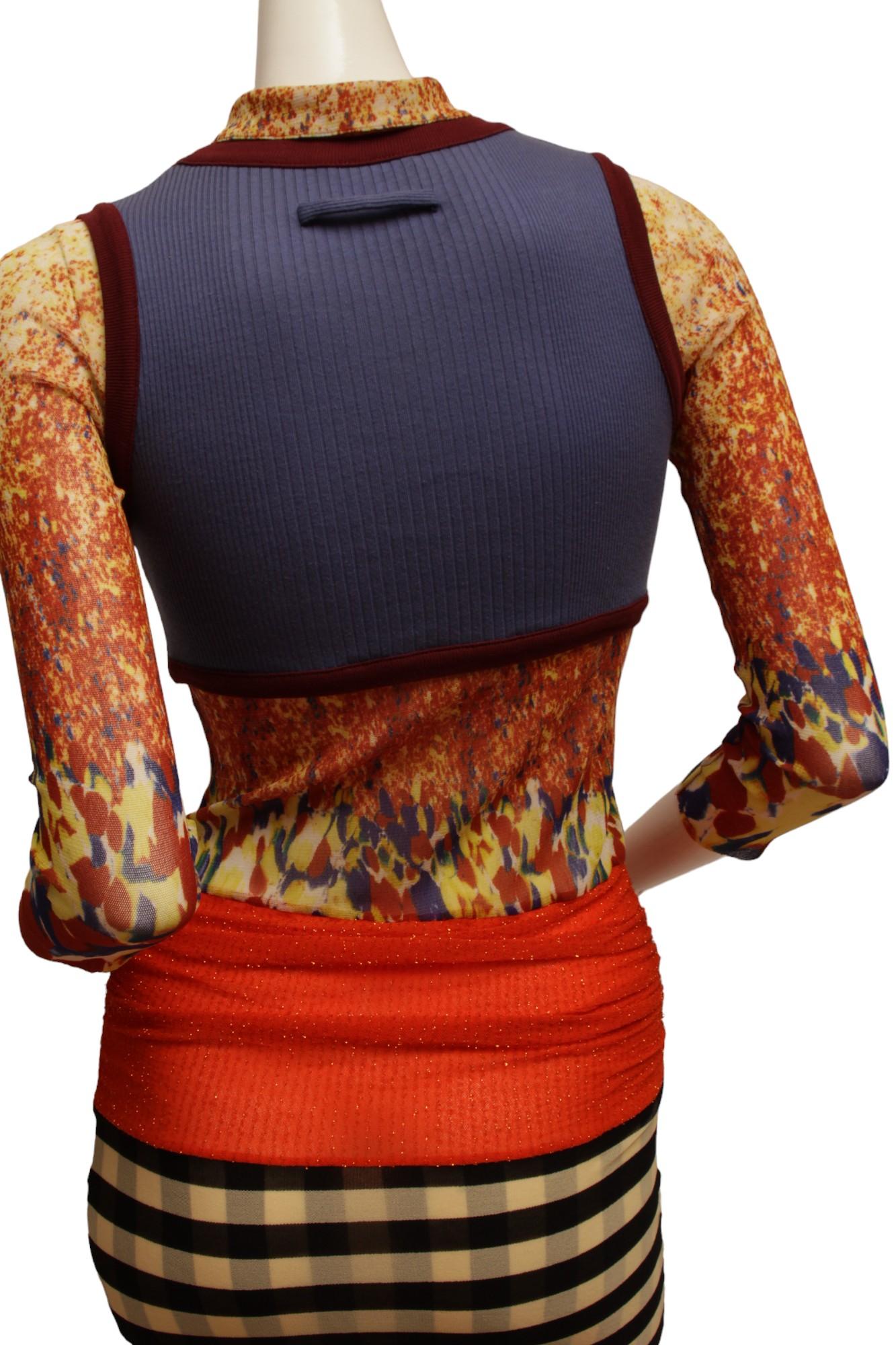 JEAN PAUL GAULTIER, Maille, 1997 S/S, Optical illusion dress with v-neck For Sale 2