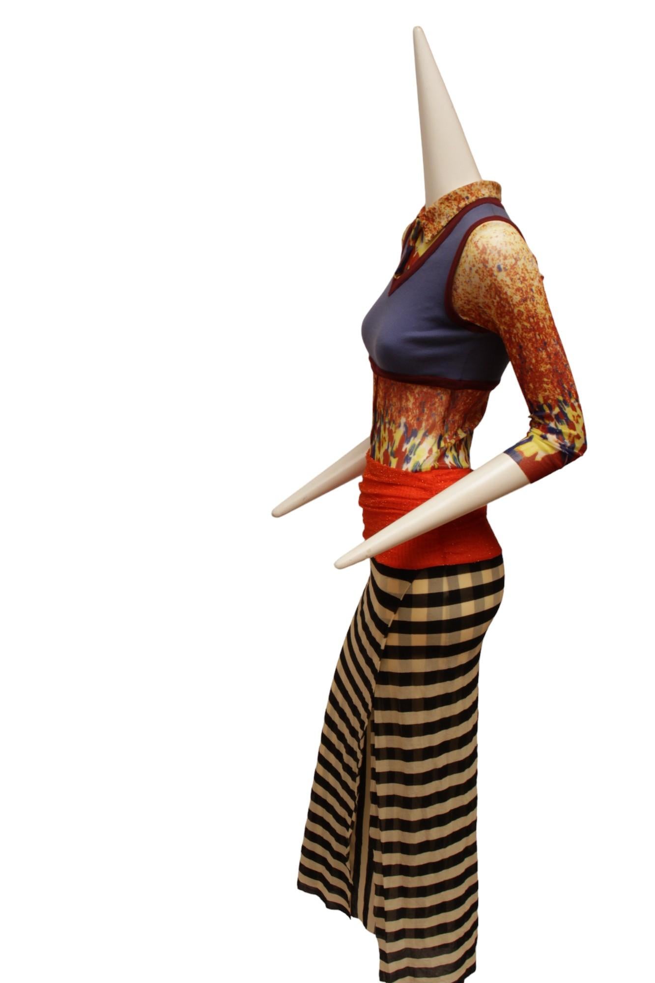 JEAN PAUL GAULTIER, Maille, 1997 S/S, Optical illusion dress with v-neck For Sale 3