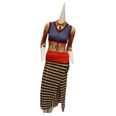 JEAN PAUL GAULTIER, Maille, 1997 S/S, robe à illusion d'optique avec col en V