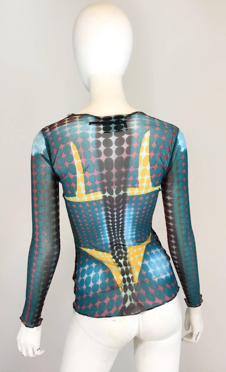 Jean Paul Gaultier Maille Bikini Print Stocking Knit Mesh Top at 1stDibs