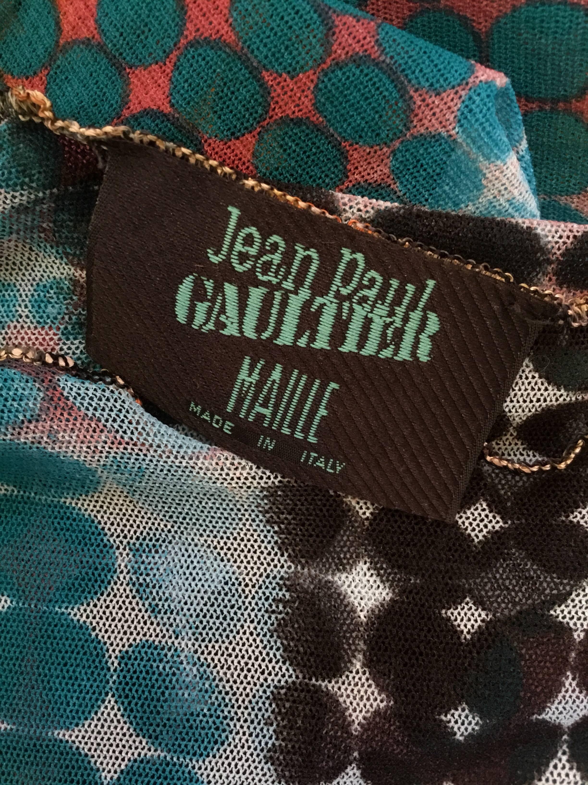 Gray Jean Paul Gaultier Maille Bikini Print Stocking Knit Mesh Top