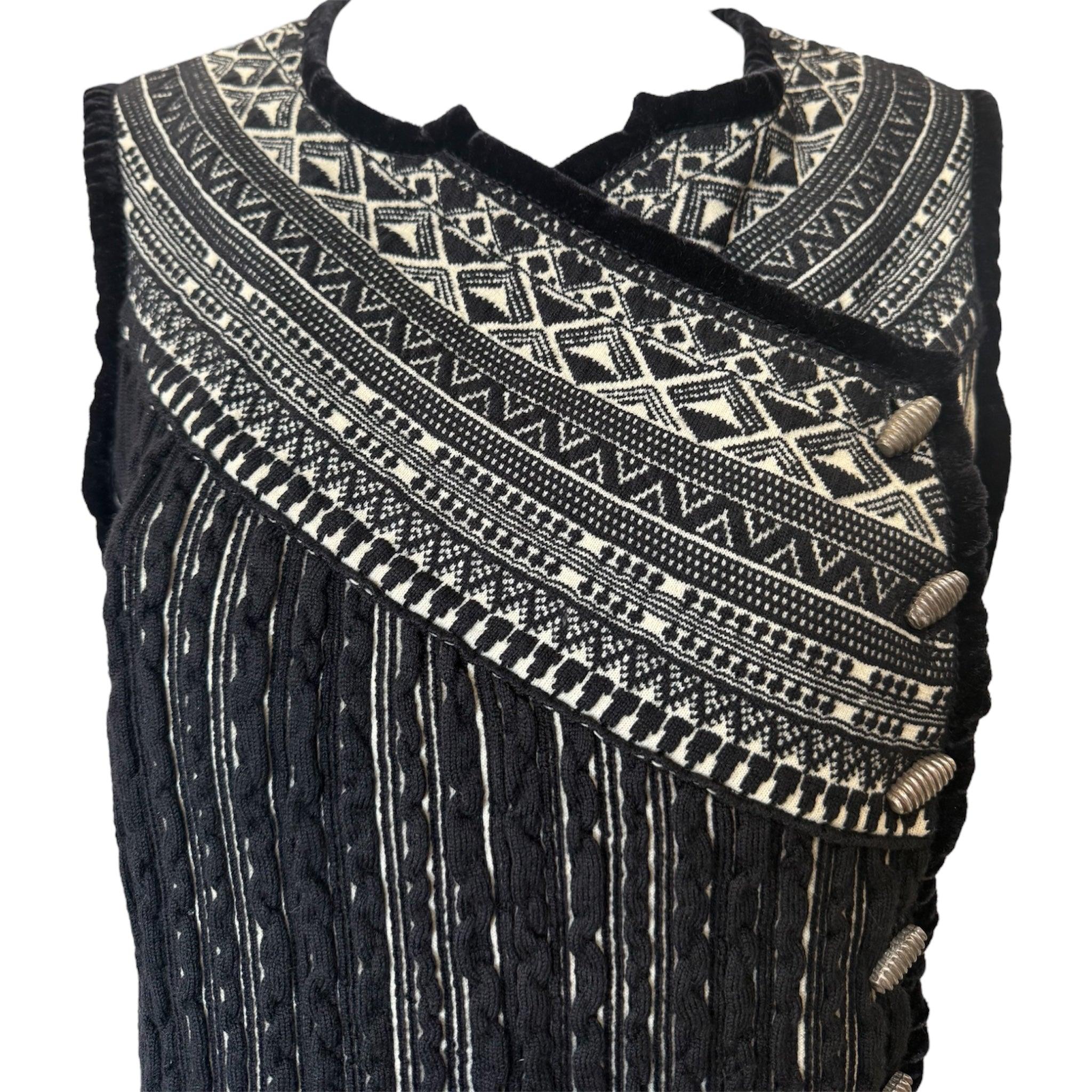 Jean Paul Gaultier Maille Chaleco de punto blanco y negro Negro en venta