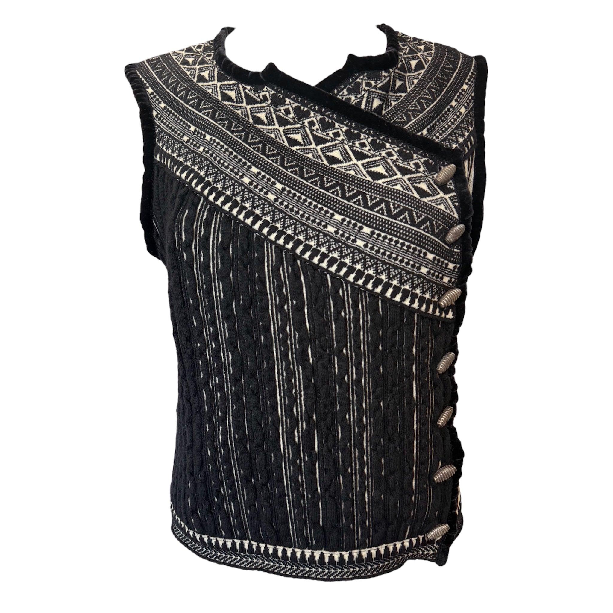 Jean Paul Gaultier Maille Chaleco de punto blanco y negro en venta