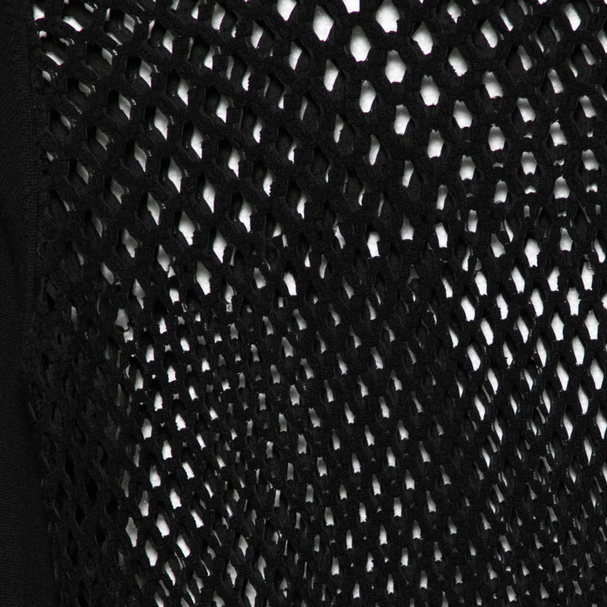 Jean Paul Gaultier Maille Noir Pull à manches longues en maille ouverte à motifs S Excellent état - En vente à Dubai, Al Qouz 2