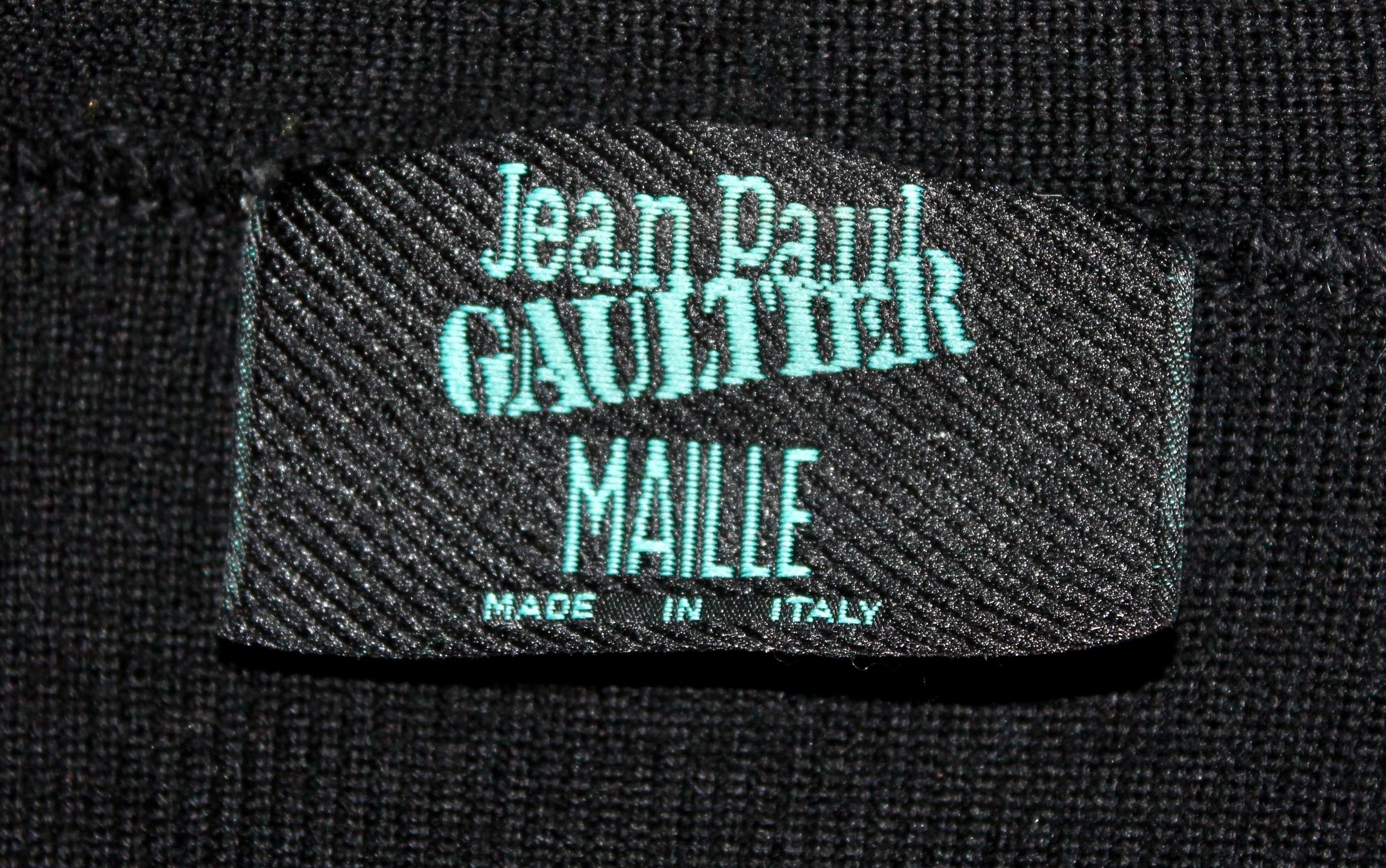 Robe de jour Jean Paul Gaultier Maille en laine noire en vente 5