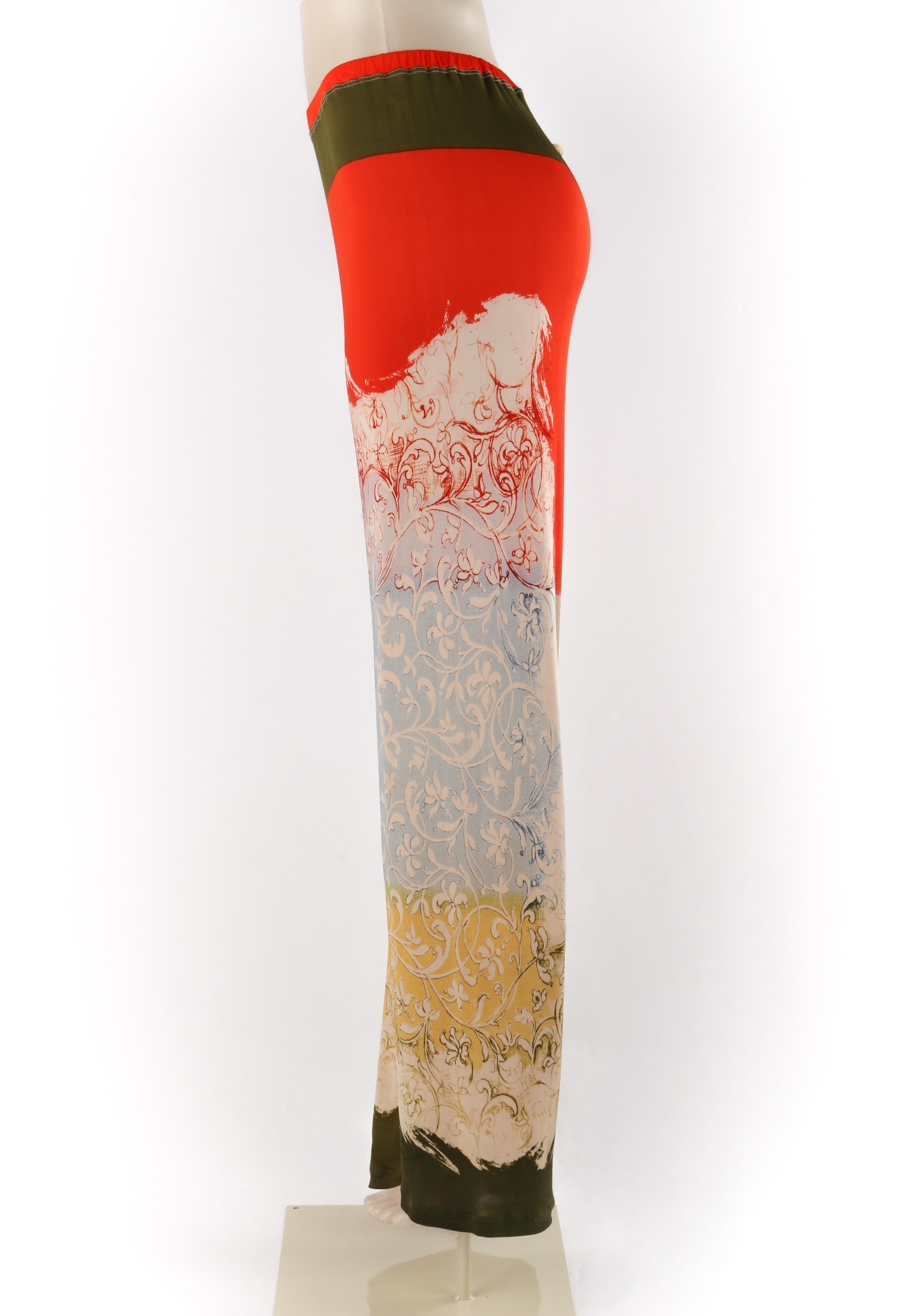 Women's JEAN PAUL GAULTIER Maille c.1990’s Multicolor Floral Print Straight Leg Pants