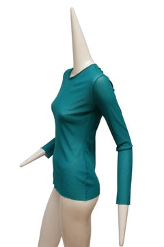 Jean Paul Gaultier Maille Classique Türkisfarbenes langärmeliges Mesh-Top aus Mesh