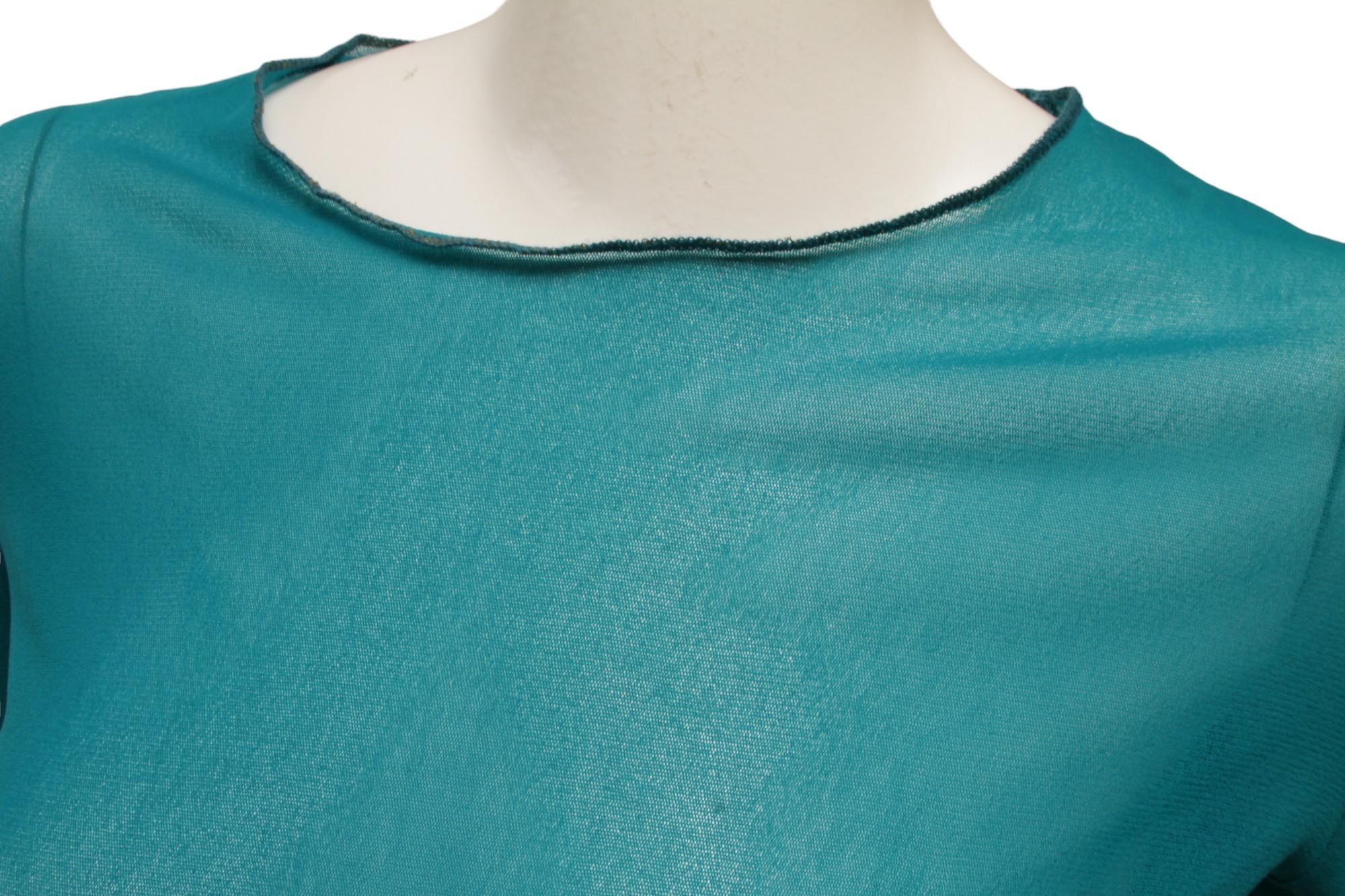 Jean Paul Gaultier Maille Classique Turquoise Long Sleeve Mesh Top In Excellent Condition For Sale In Kingston, NY