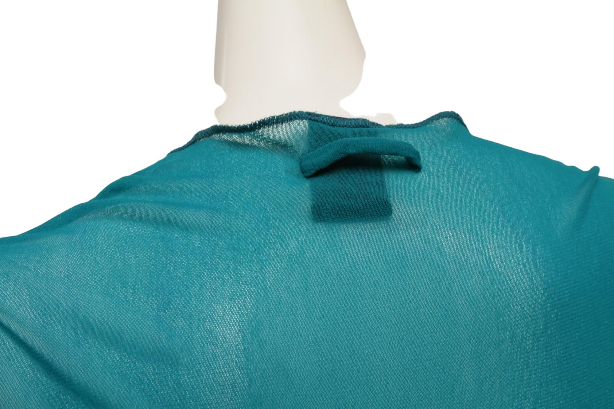 Jean Paul Gaultier Maille Classique Turquoise Long Sleeve Mesh Top For Sale 1