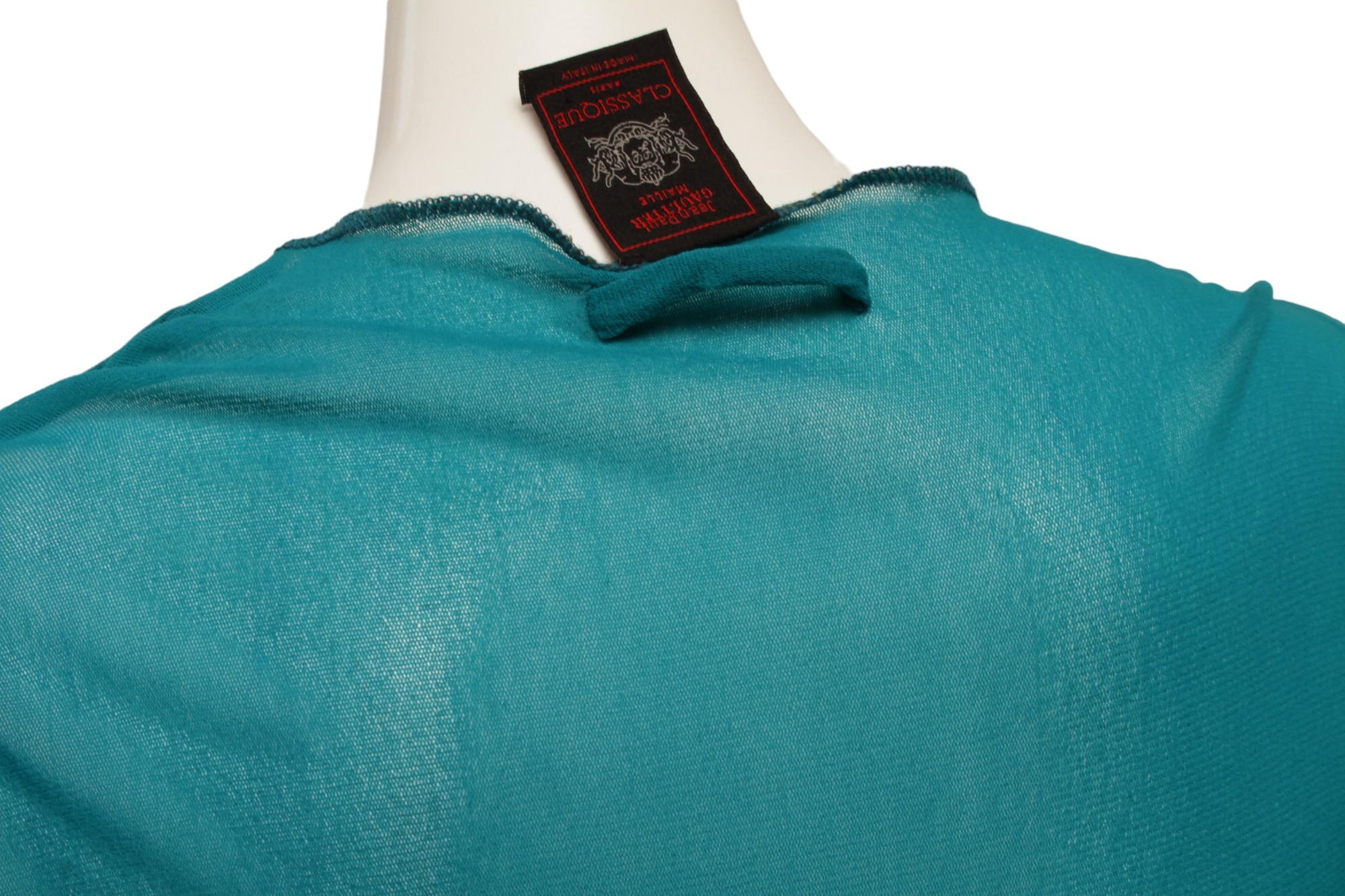 Jean Paul Gaultier Maille Classique Turquoise Long Sleeve Mesh Top For Sale 2