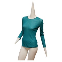 Jean Paul Gaultier Maille Classique Turquoise Long Sleeve Mesh Top