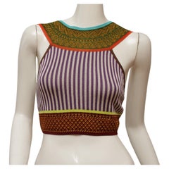 Jean Paul Gaultier Maille Colorful Print Blocked Sleeveless Crop Top 