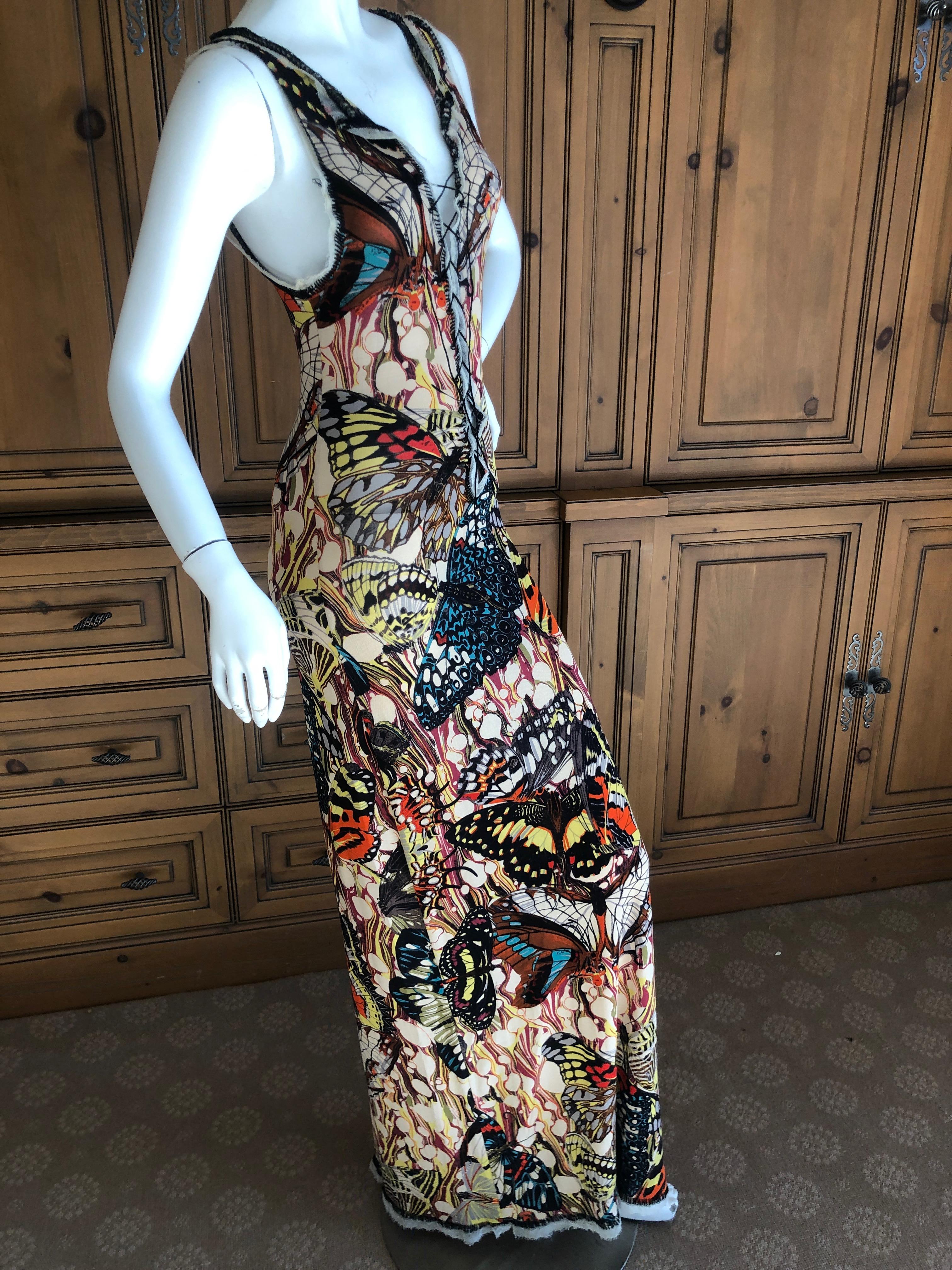 Jean Paul Gaultier Maille Feme Low Cut Butterfly Print Dress w Lace Up Details.
Created by Fuzzi, this is much prettier in person.
Size L
Bust 34