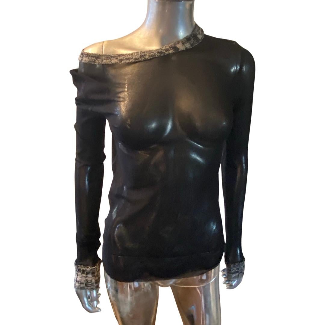 Jean Paul Gaultier - T-shirt en maille Maille Femme avec bordure en maille faite à la main, taille moyenne en vente 3