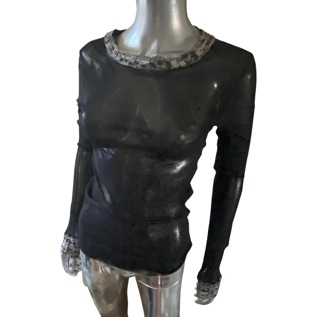 Jean Paul Gaultier Maille Femme Mesh T-Shirt With Hand Knit Trim Size Medium For Sale 5