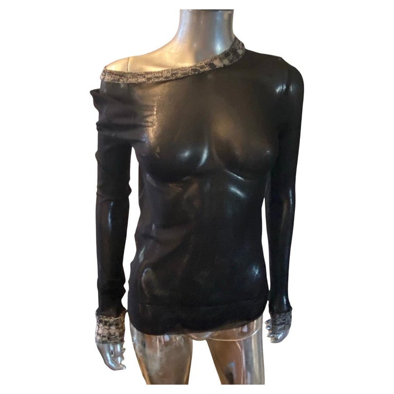 Jean Paul Gaultier Maille Femme Mesh T-Shirt With Hand Knit Trim Size  Medium For Sale at 1stDibs | carmen maille, mesh top with hands, paul maille