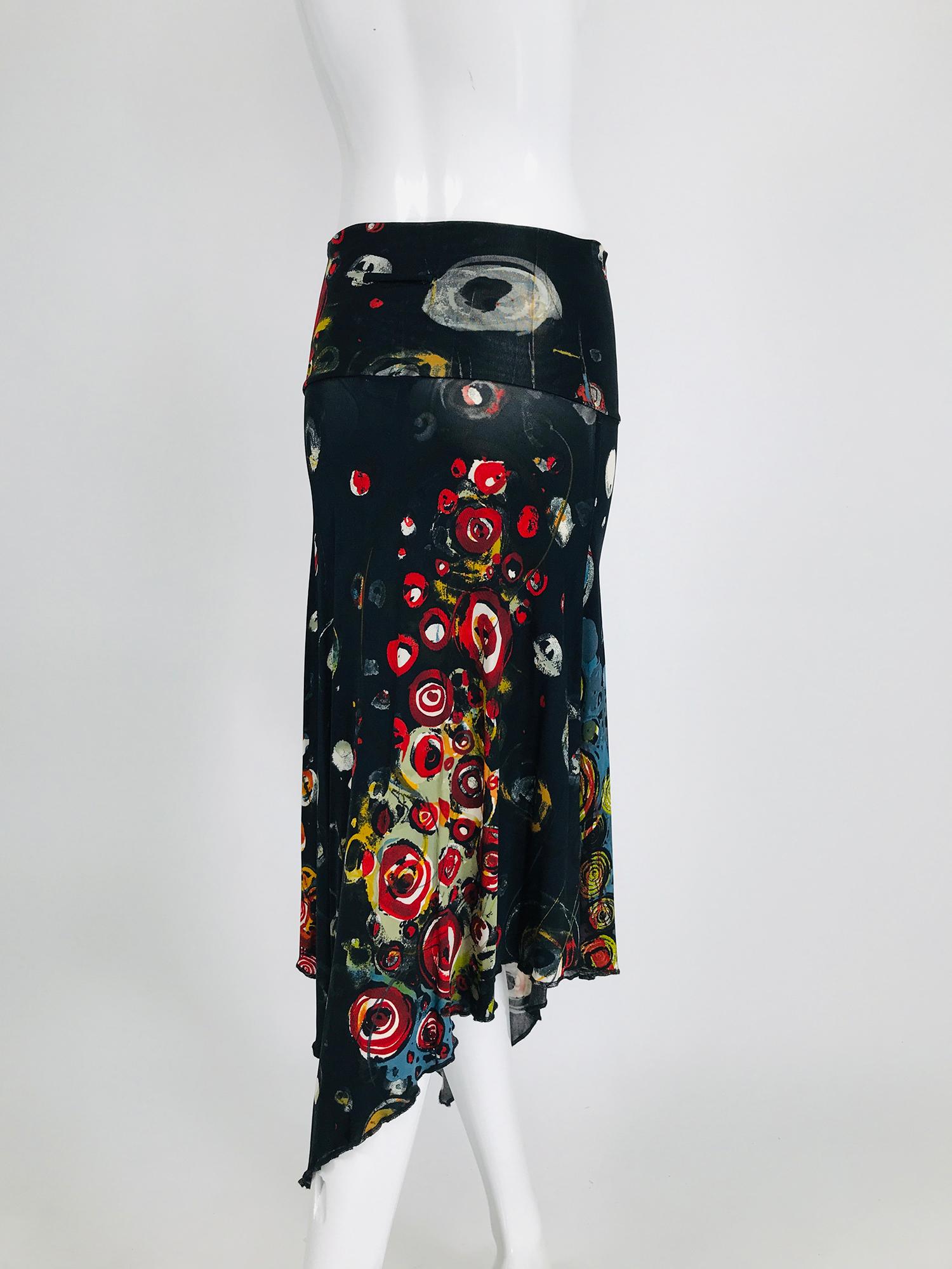 Women's Jean Paul Gaultier Maille Femme Printed Mesh Asymmetrical Skirt