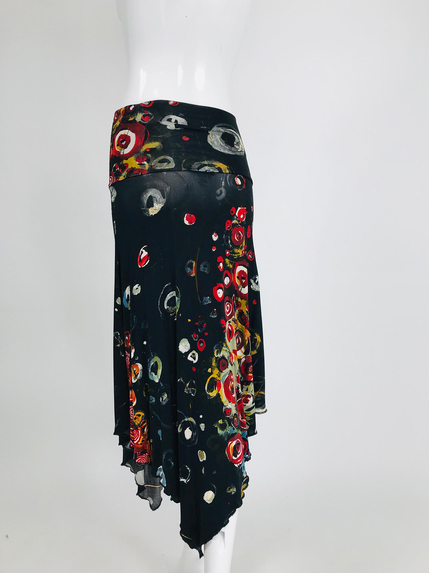 Jean Paul Gaultier Maille Femme Printed Mesh Asymmetrical Skirt 1