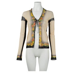 Jean Paul Gaultier Maille Femme S/S 2001 Floral Mesh Lace-Up Top Size M