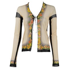 Jean Paul Gaultier Maille Femme S/S 2001 Floral Mesh Lace-Up Top Size M
