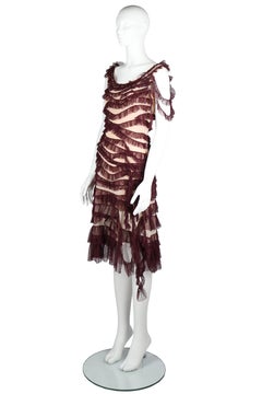 JEAN PAUL GAULTIER MAILLE FEMME — Tiered Lace Ruffle Midi Dress S/S 2002