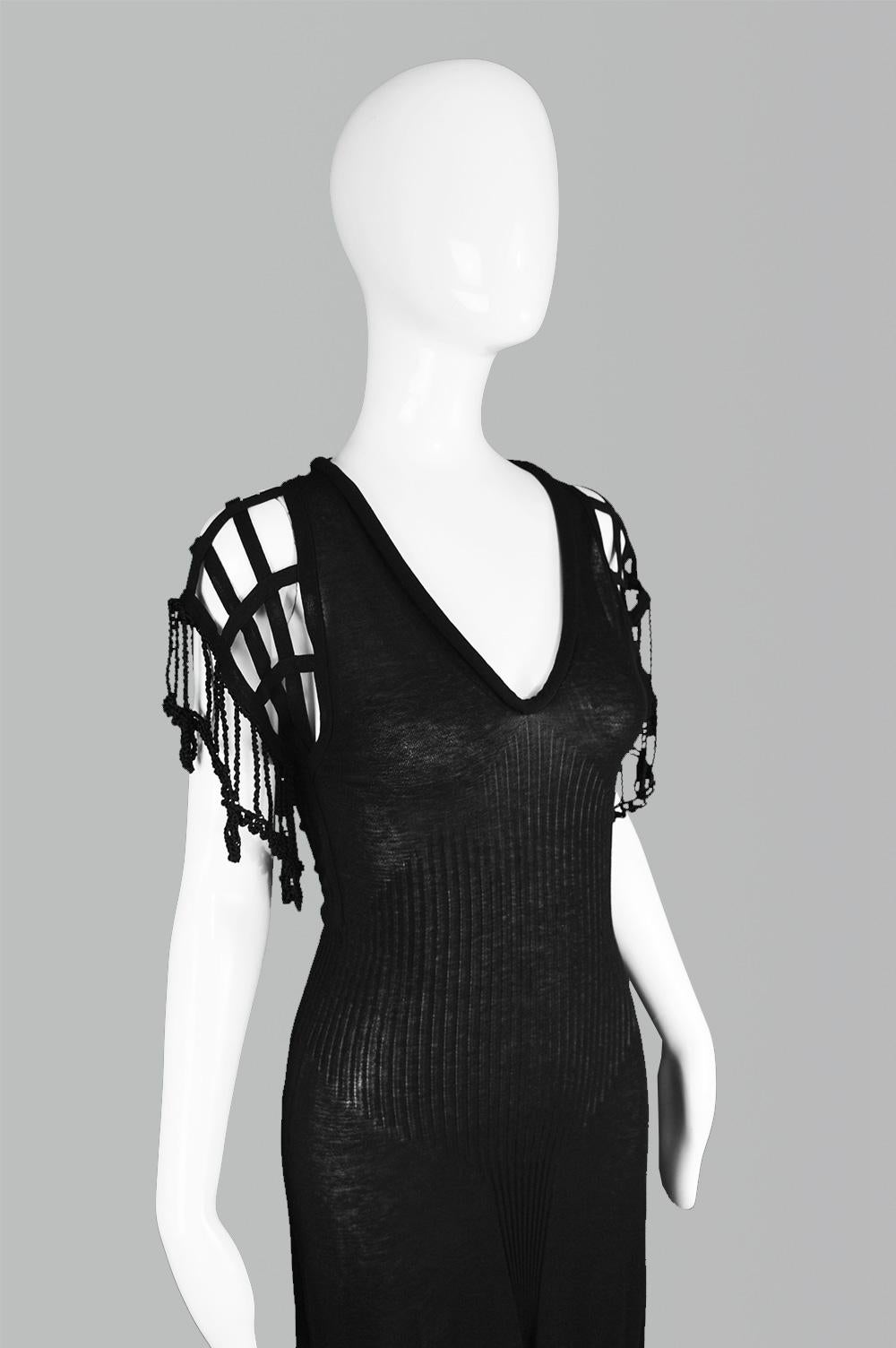 Jean Paul Gaultier Maille Femme Vintage Fine Knit Crochet Sleeve Dress For Sale 1