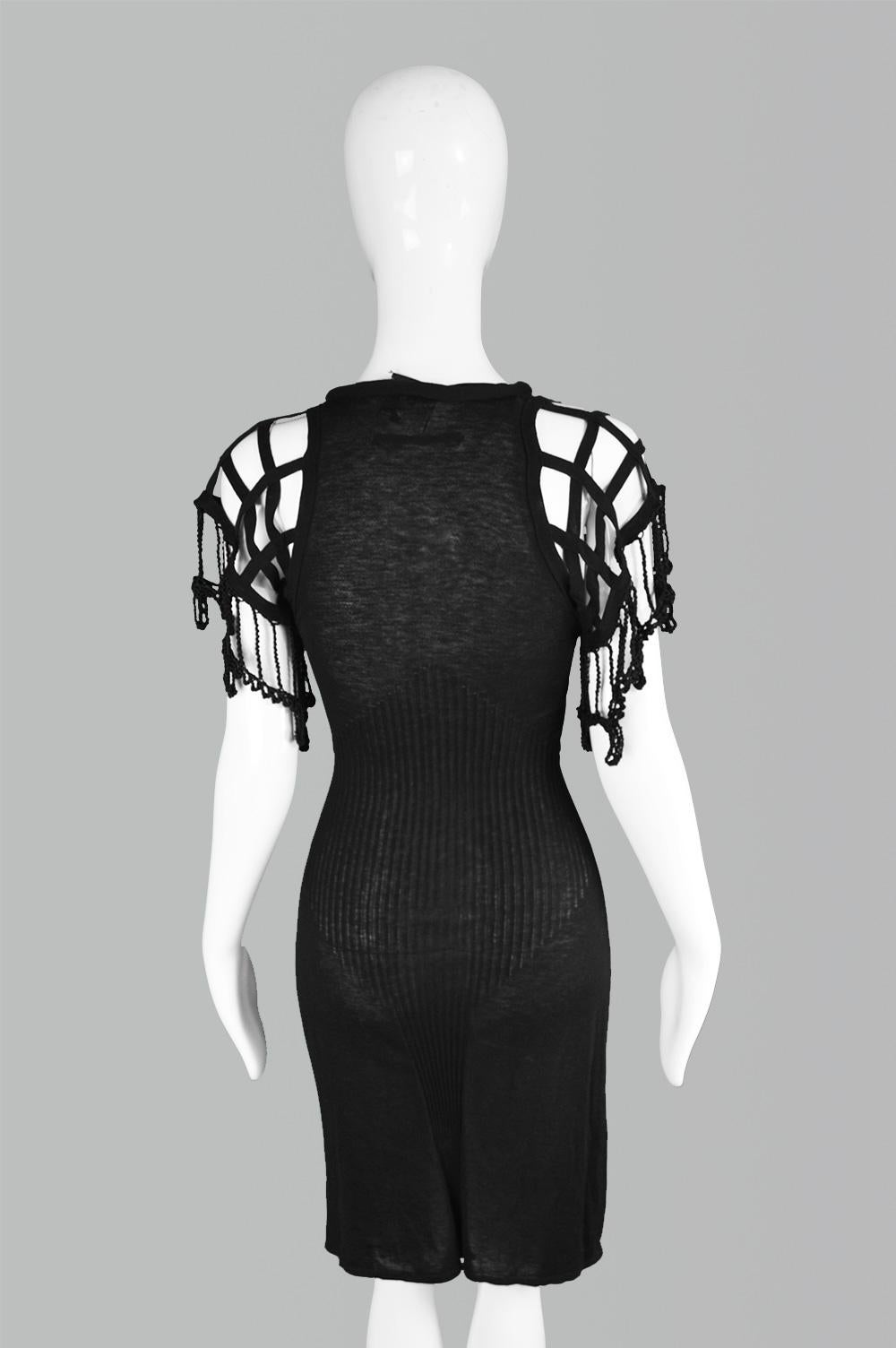 Jean Paul Gaultier Maille Femme Vintage Fine Knit Crochet Sleeve Dress For Sale 3