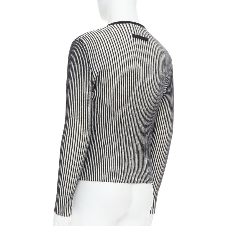 JEAN PAUL GAULTIER MAILLE HOMME 100% virgin wool white navy ribbed top M For Sale 1
