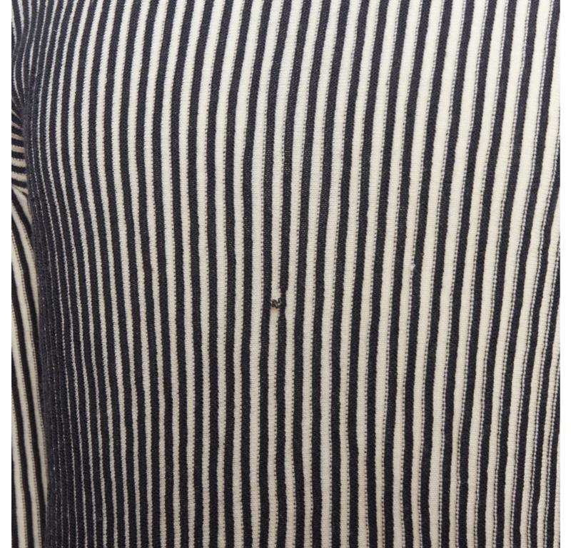 JEAN PAUL GAULTIER MAILLE HOMME 100% virgin wool white navy ribbed top M For Sale 2