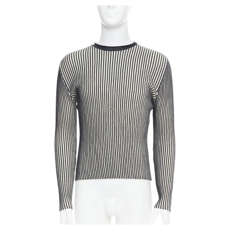 JEAN PAUL GAULTIER MAILLE HOMME 100% lana virgen blanco marino top de canalé M