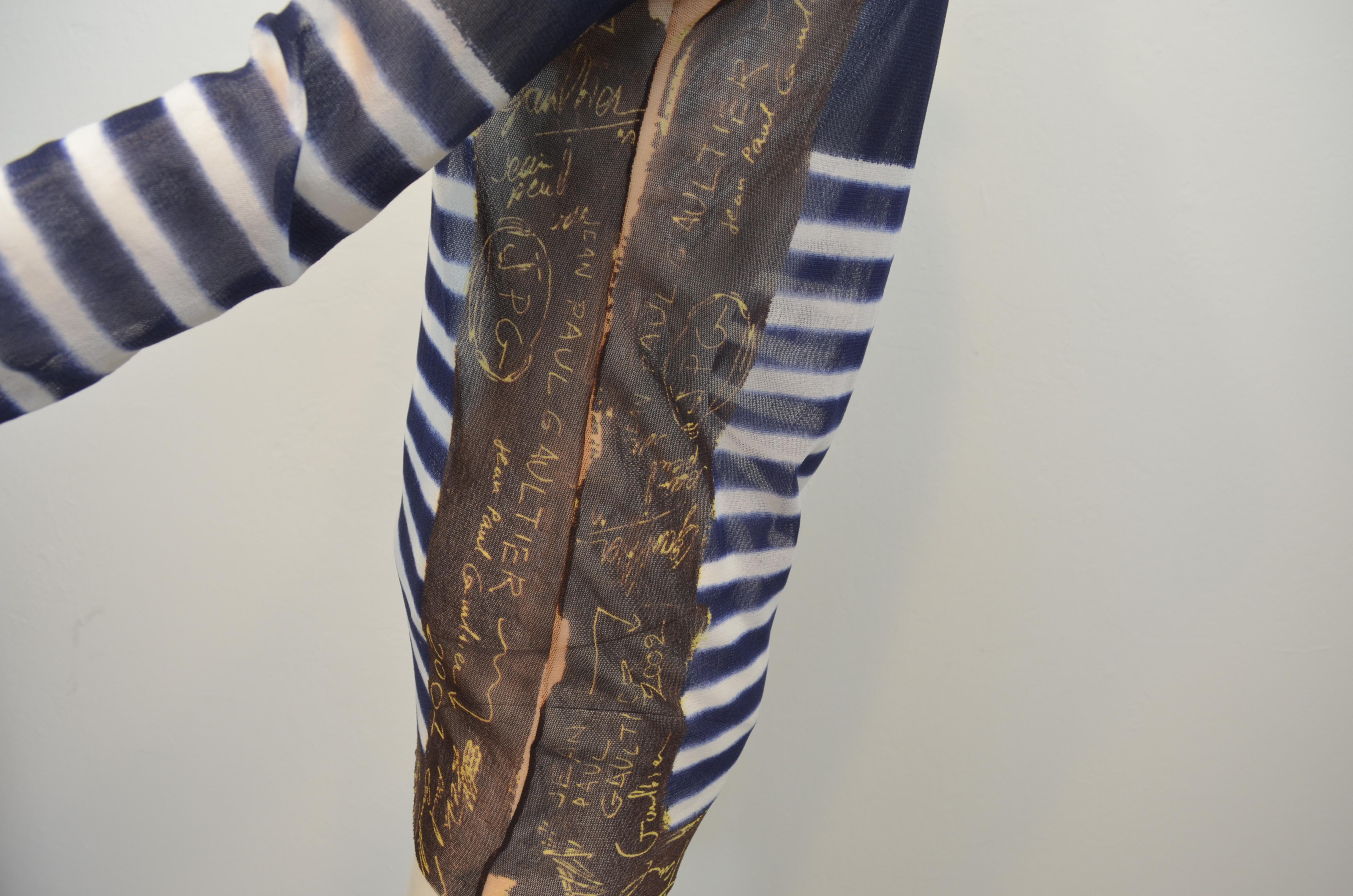Women's Jean Paul Gaultier Maille Homme Striped Knit Mesh Top