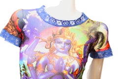 JEAN PAUL GAULTIER Maille MESH Hindu G-d Shiva Butterfly Tattoo Short Sleeve Top