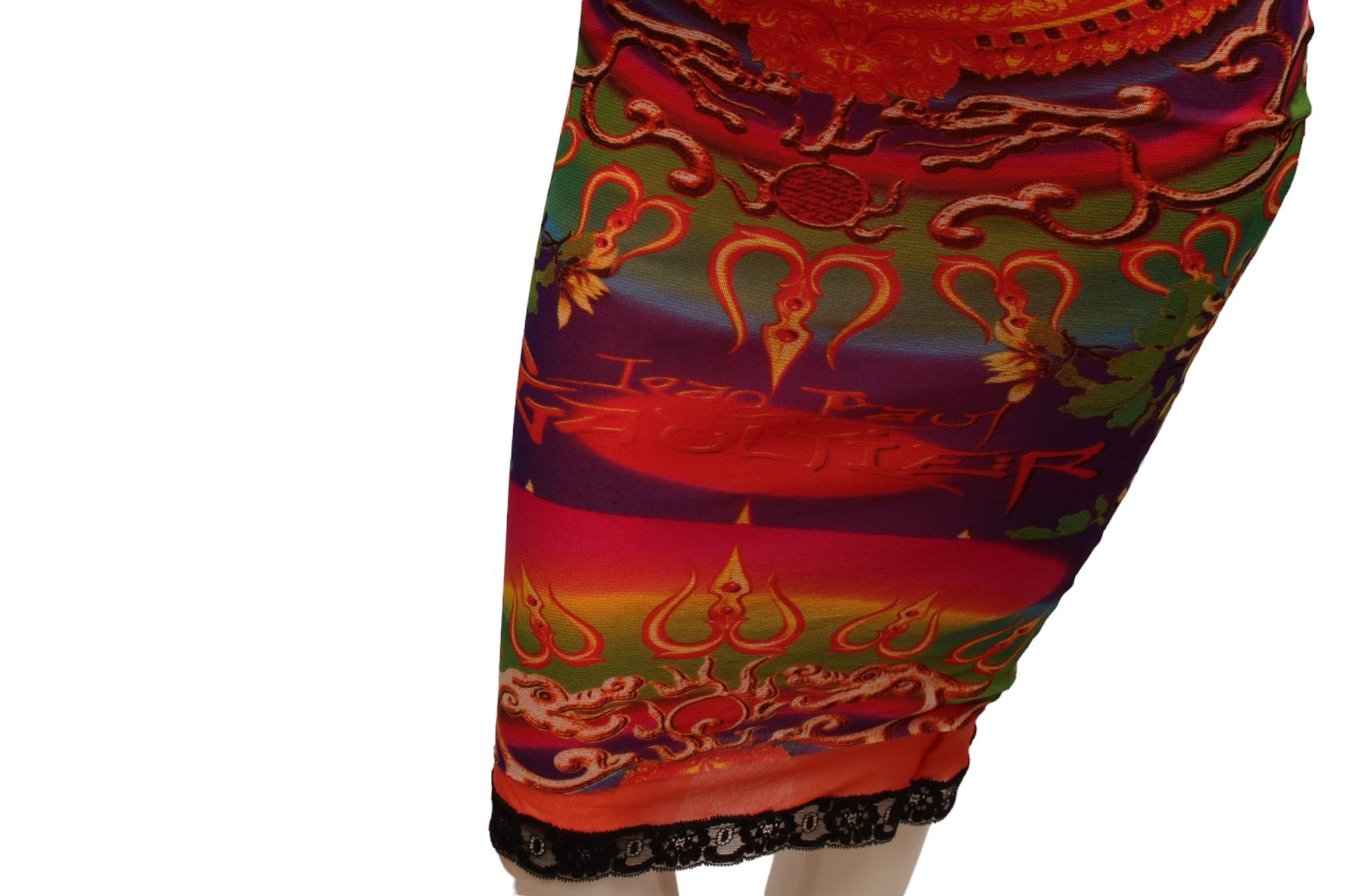 JEAN PAUL GAULTIER Maille, MESH, Hindu G-d Shiva Butterfly Tattoo Skirt or Dress 5